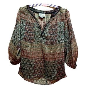 Maeve by Anthropologie Women’s Floral Poppy Print Sheer Blouse Size XS